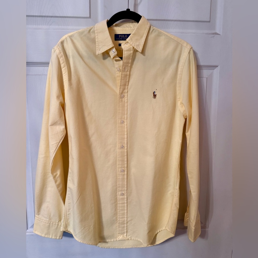 Polo Ralph Lauren Men's Small Yellow Button Down Shirt Slim Fit 100% Cotton